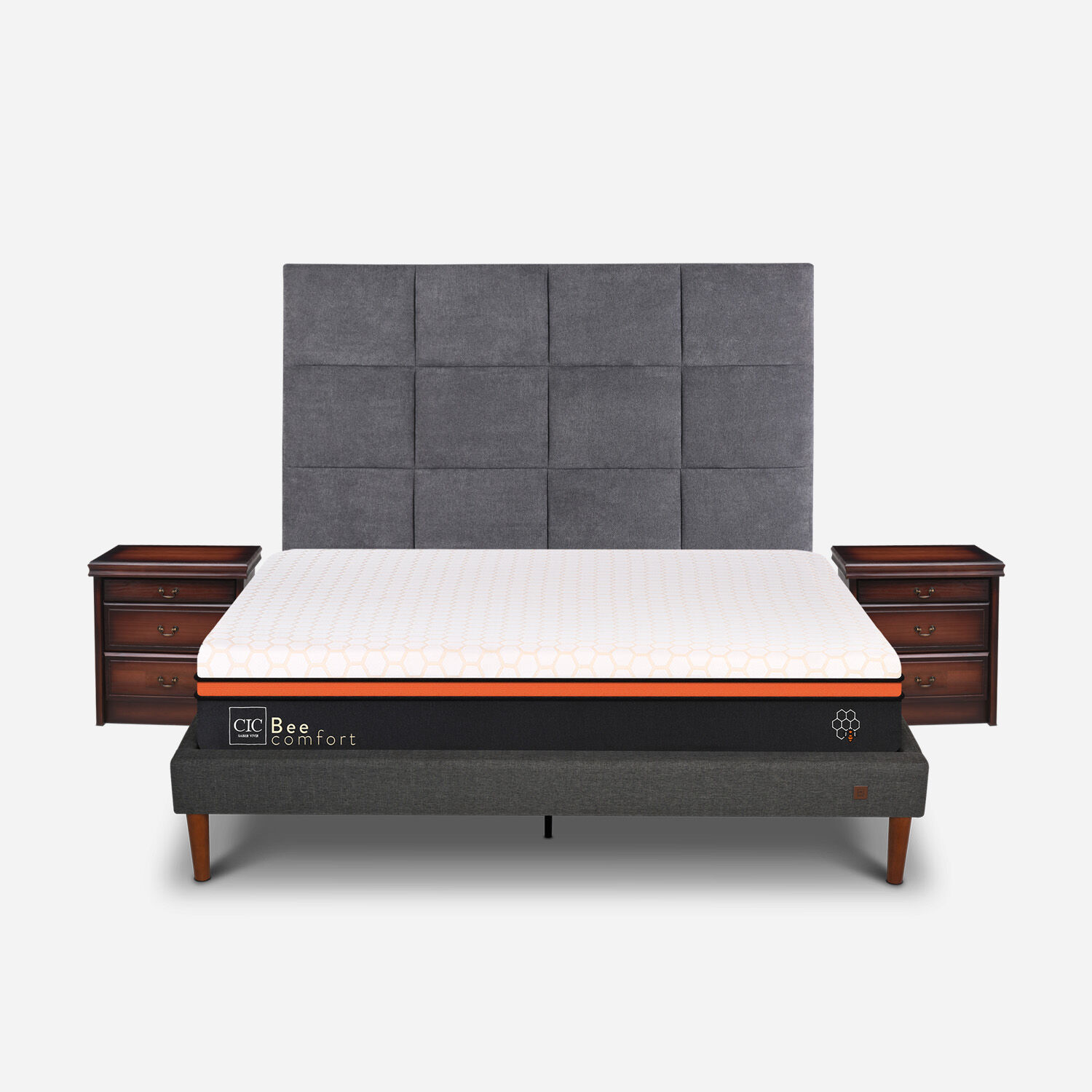 Cama Europea Curve 2 Plazas Bee Comfort + Set T&aacute;mesis