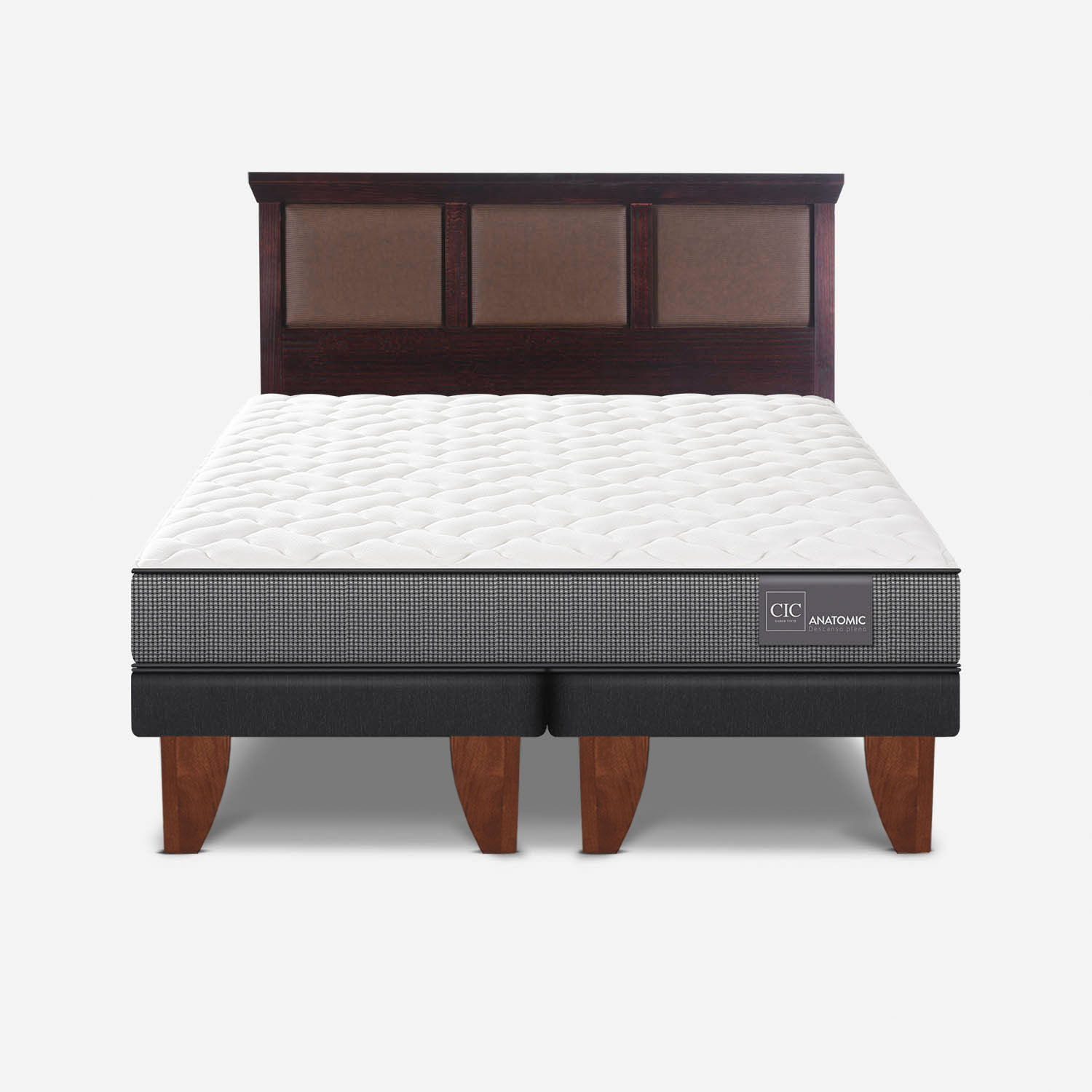 Cama Europea King Anatomic + Respaldo Torino Chocolate