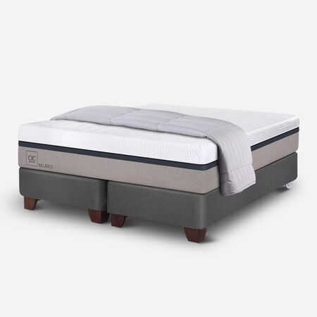 Box Spring 2 Plazas Balance Base Dividida + Plum&oacute;n