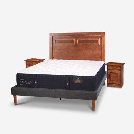 Cama Europea Curve 2 Plazas Premium + Set Mil&aacute;n Caramel