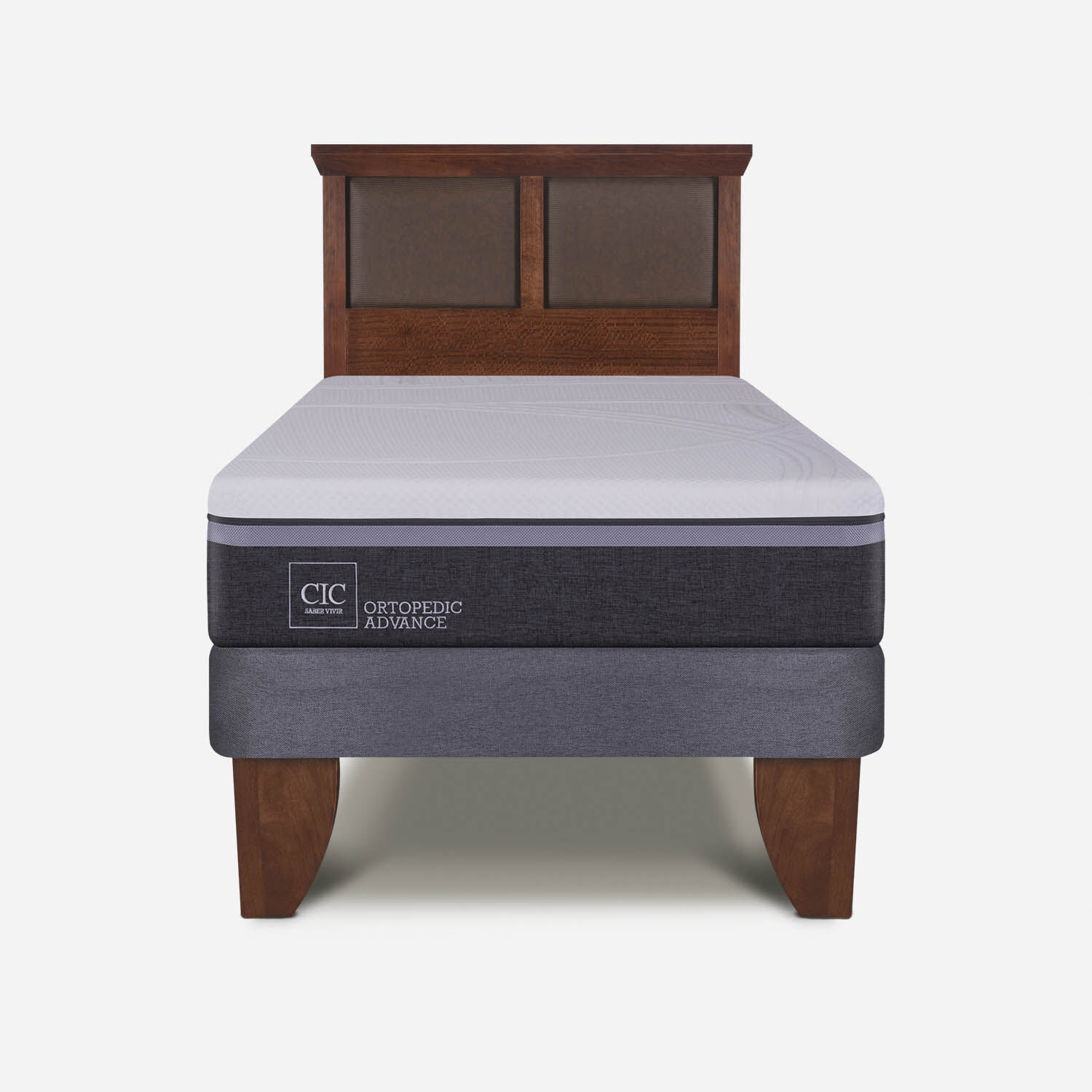 Cama Europea 1,5 Plazas Ortopedic Advance + Respaldo Torino Caramel