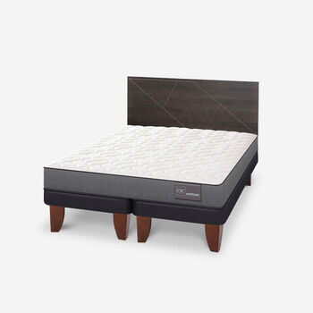 Cama Europea King Anatomic + Respaldo Villarrica Gris