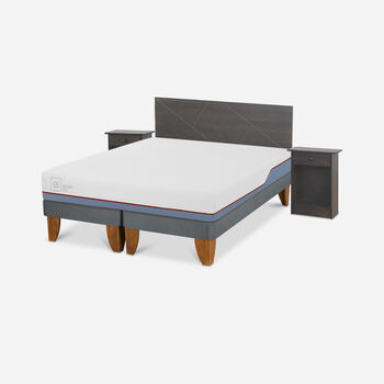 Cama Europea 2 Plazas Excellence Plus Base Dividida + Set Villarrica Gris