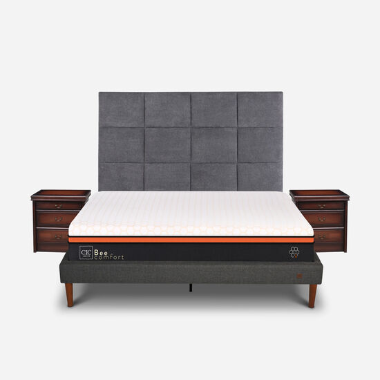 Cama Europea Curve 2 Plazas Bee Comfort + Set Támesis