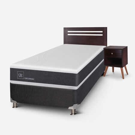 Box Spring 1,5 Plazas Ortopedic 5 Zonas + Set Múnich Chocolate