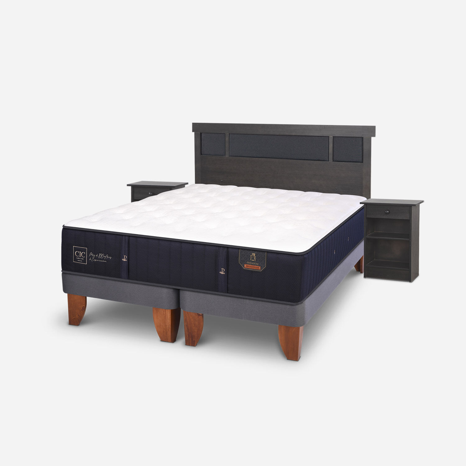 Cama Europea King Premium + Set Dubl&iacute;n Gris