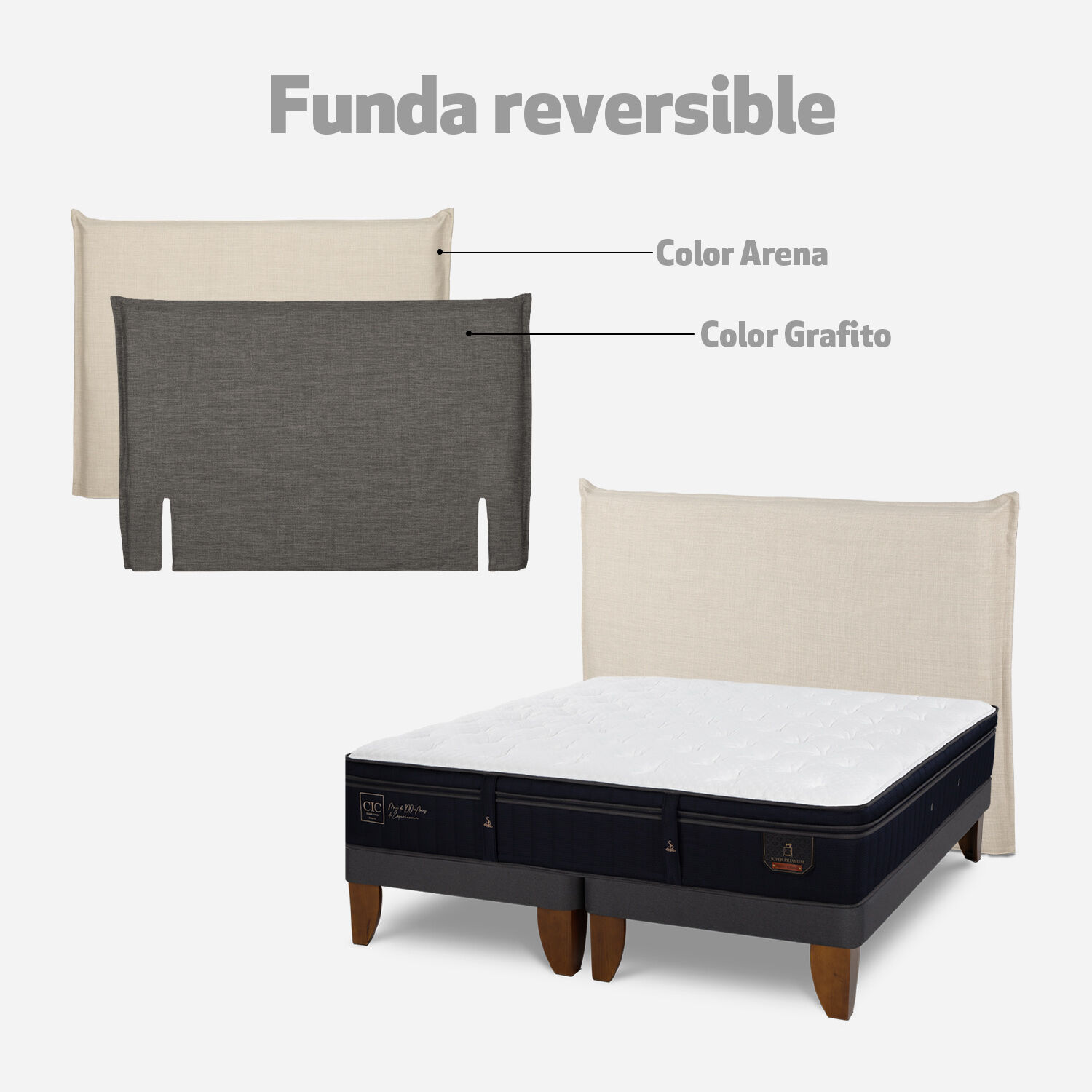 Cama Europea King Premium + Respaldo T&iacute;ber