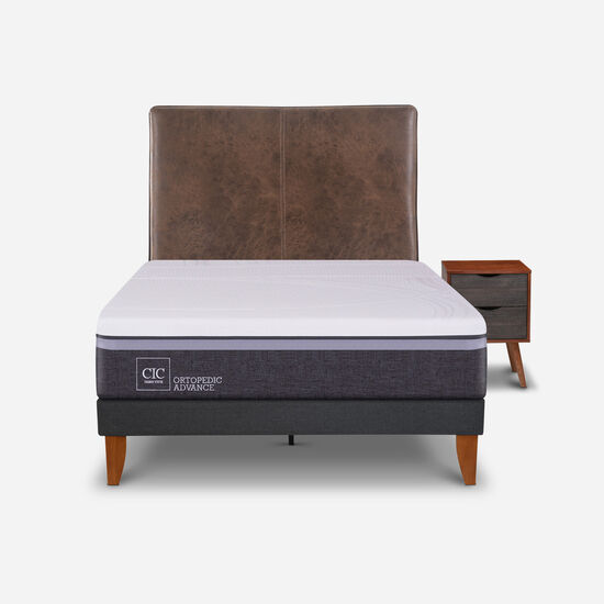 Cama Europea Curve 1.5 Plazas Ortopedic Advance + Set Baker