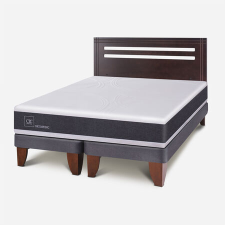Cama Europea 2 Plazas Base Dividida Ortopedic + Respaldo Múnich Chocolate