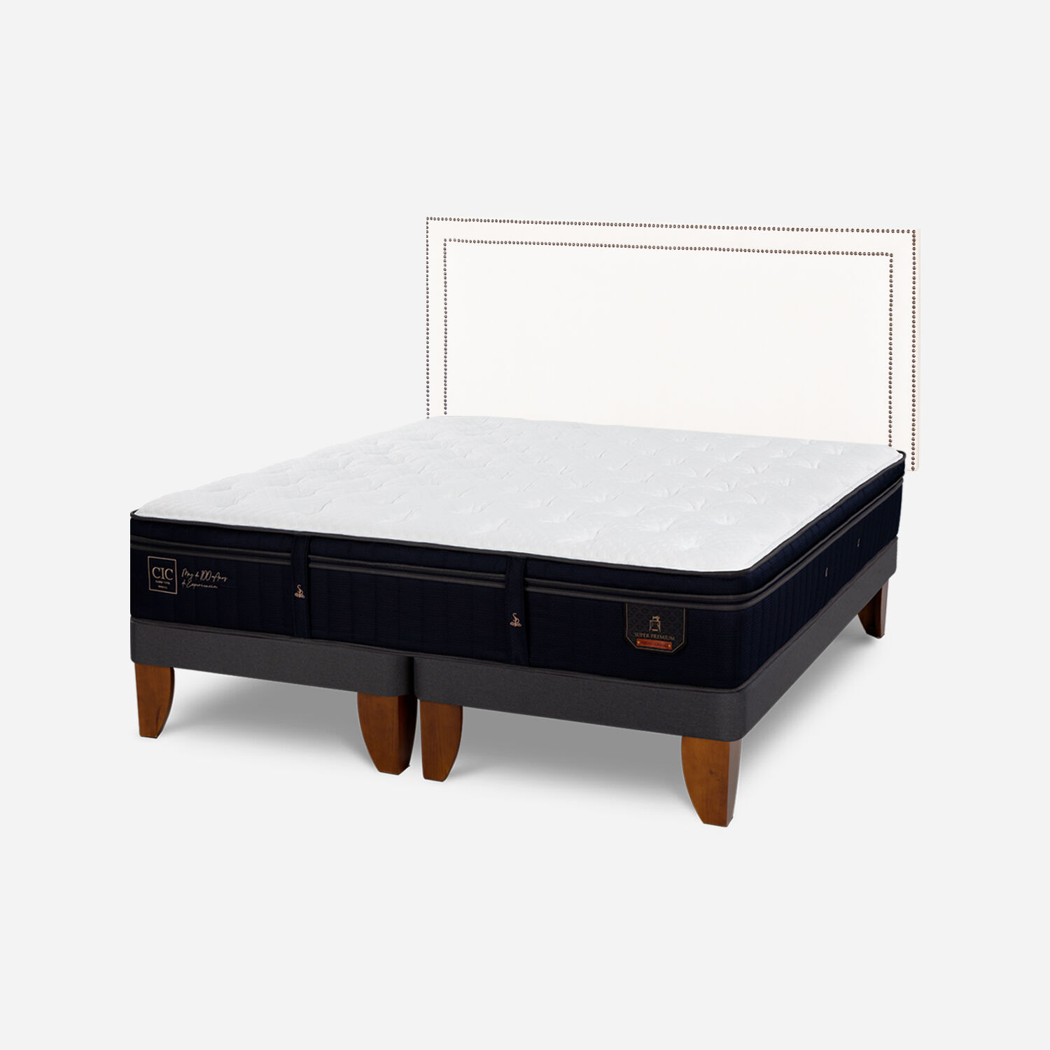 Cama Europea 2 Plazas Super Premium Respaldo Danubio