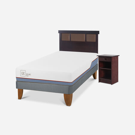 Cama Europea 1,5 Plazas Excellence Plus + Set Dubl&iacute;n Chocolate