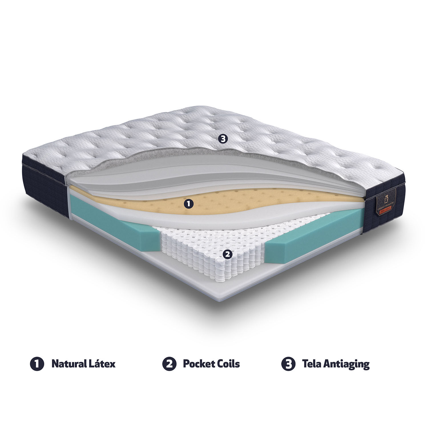 Cama Europea King Premium Advance + Almohadas Down Alternative