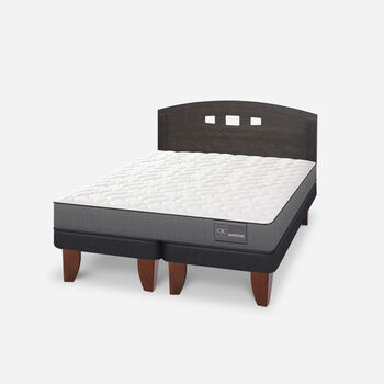 Cama Europea 2 Plazas Anatomic Base Dividida + Respaldo Gales Gris