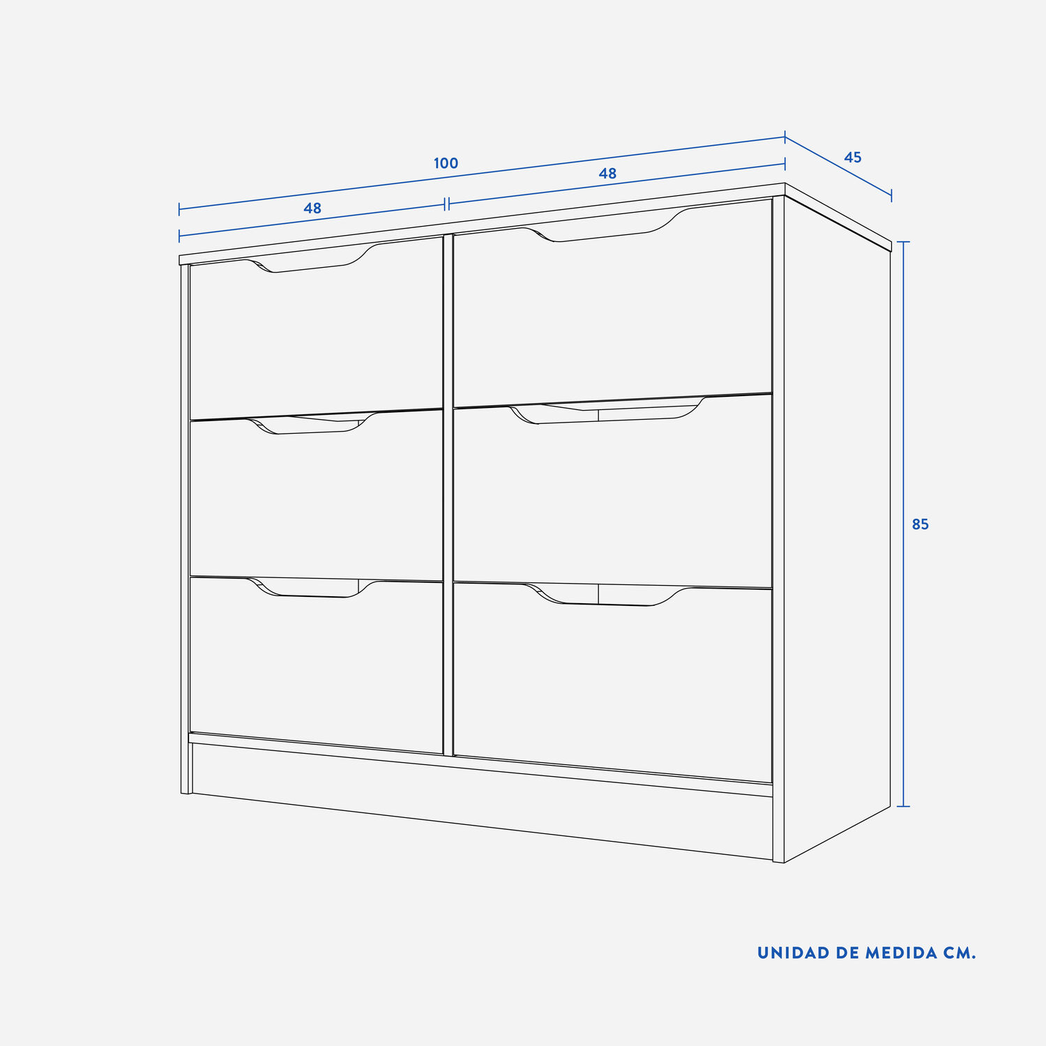 C&oacute;moda 6 Cajones Legno