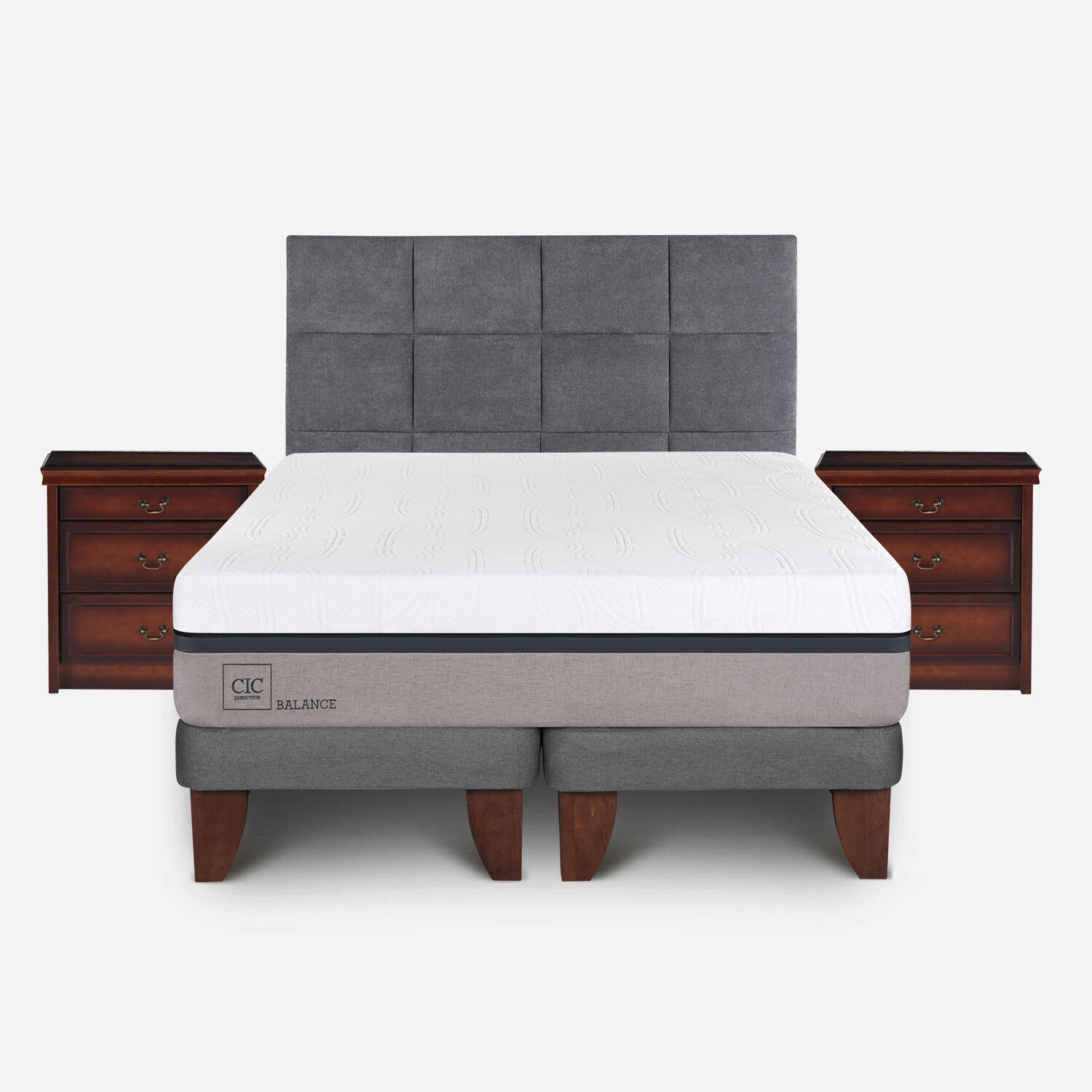 Cama Europea 2 Plazas Balance Base Dividida + Set Támesis
