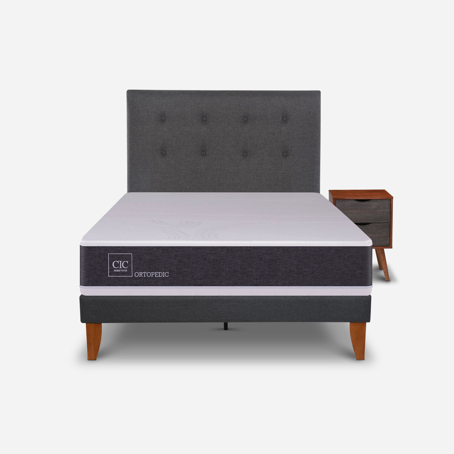 Cama Europea Curve 1.5 Plazas Ortopedic + Set Éufrates
