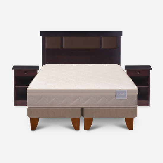 Cama Europea 2 Plazas Rilassati Base Dividida + Set New Dublín Choc