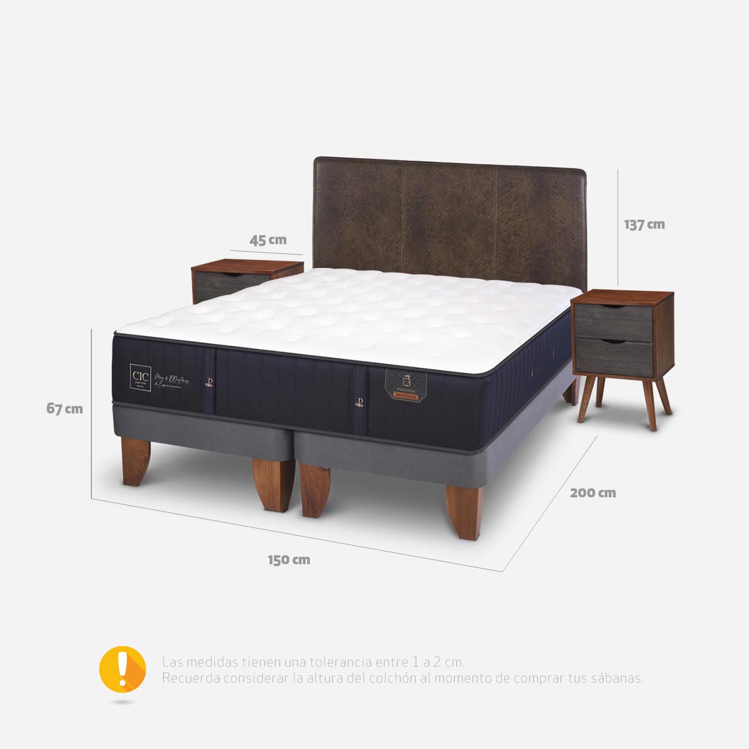 Cama Europea 2 Plazas Premium Base Dividida + Set Baker