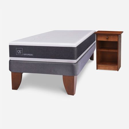 Cama Europea 1,5 Plazas Ortopedic + Veladores Dubl&iacute;n Caramel