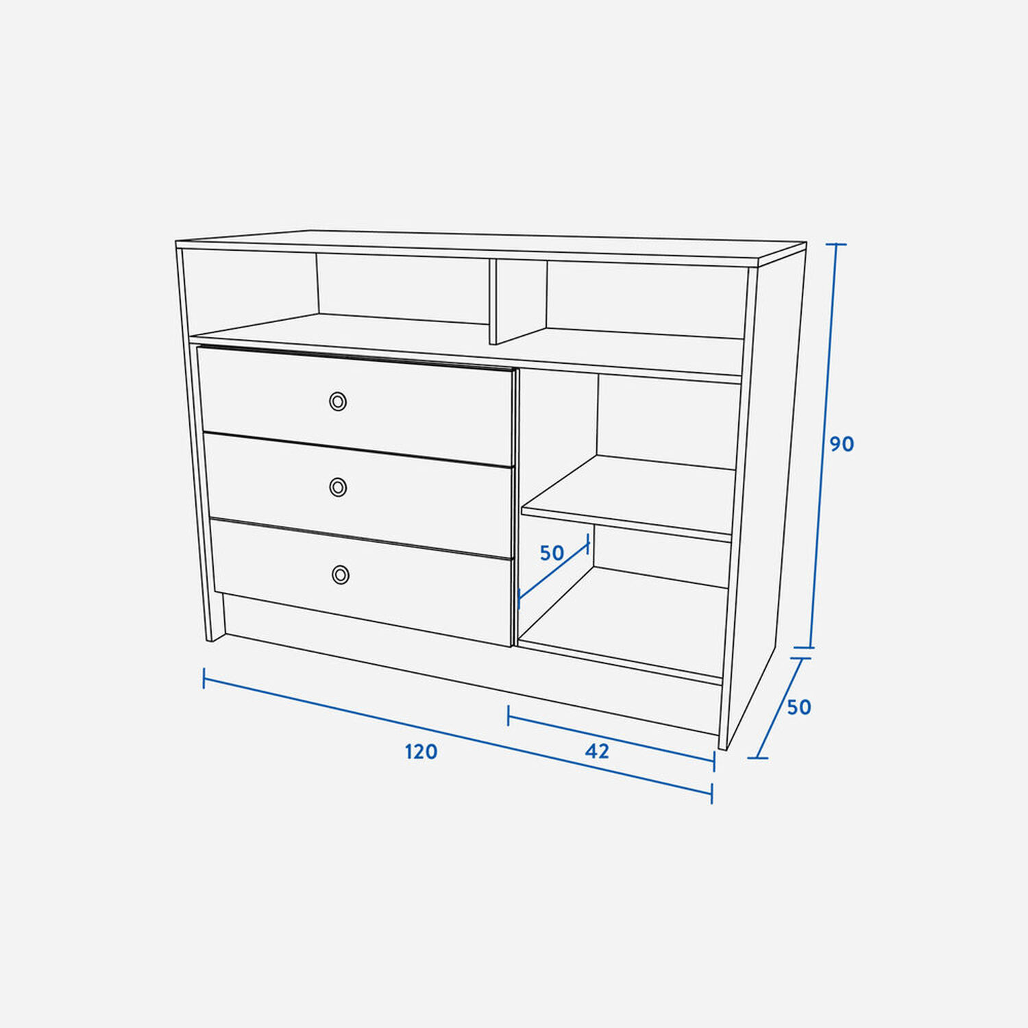 C&oacute;moda 3 Cajones 1 Puerta Kids Blanco