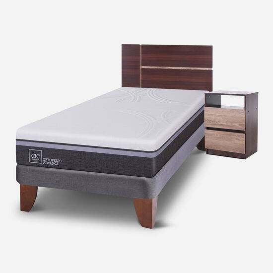 Cama Europea 1.5 Plazas Ortopedic Advance + Set Enio