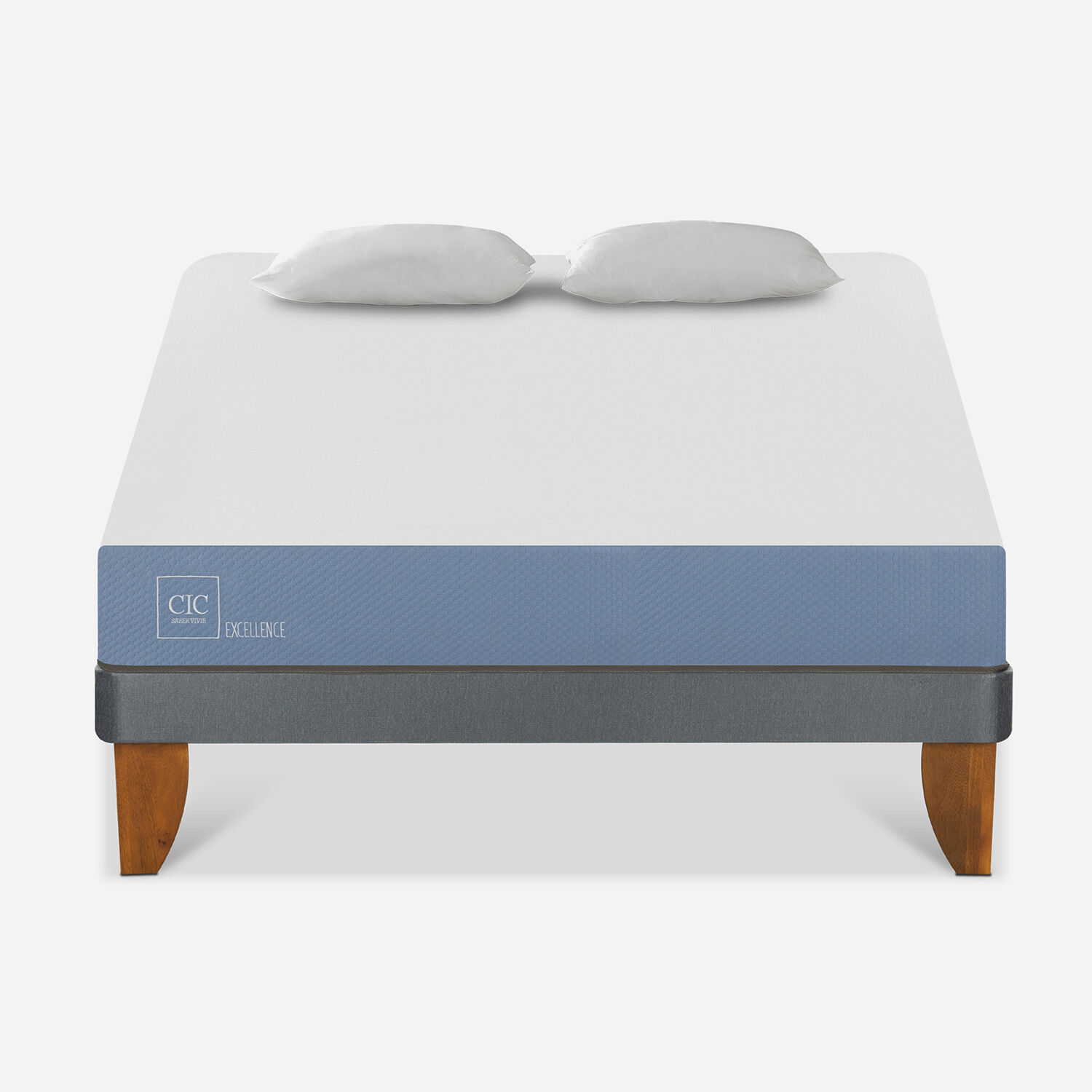 Cama Europea 2 Plazas Excellence Base Normal + Almohadas