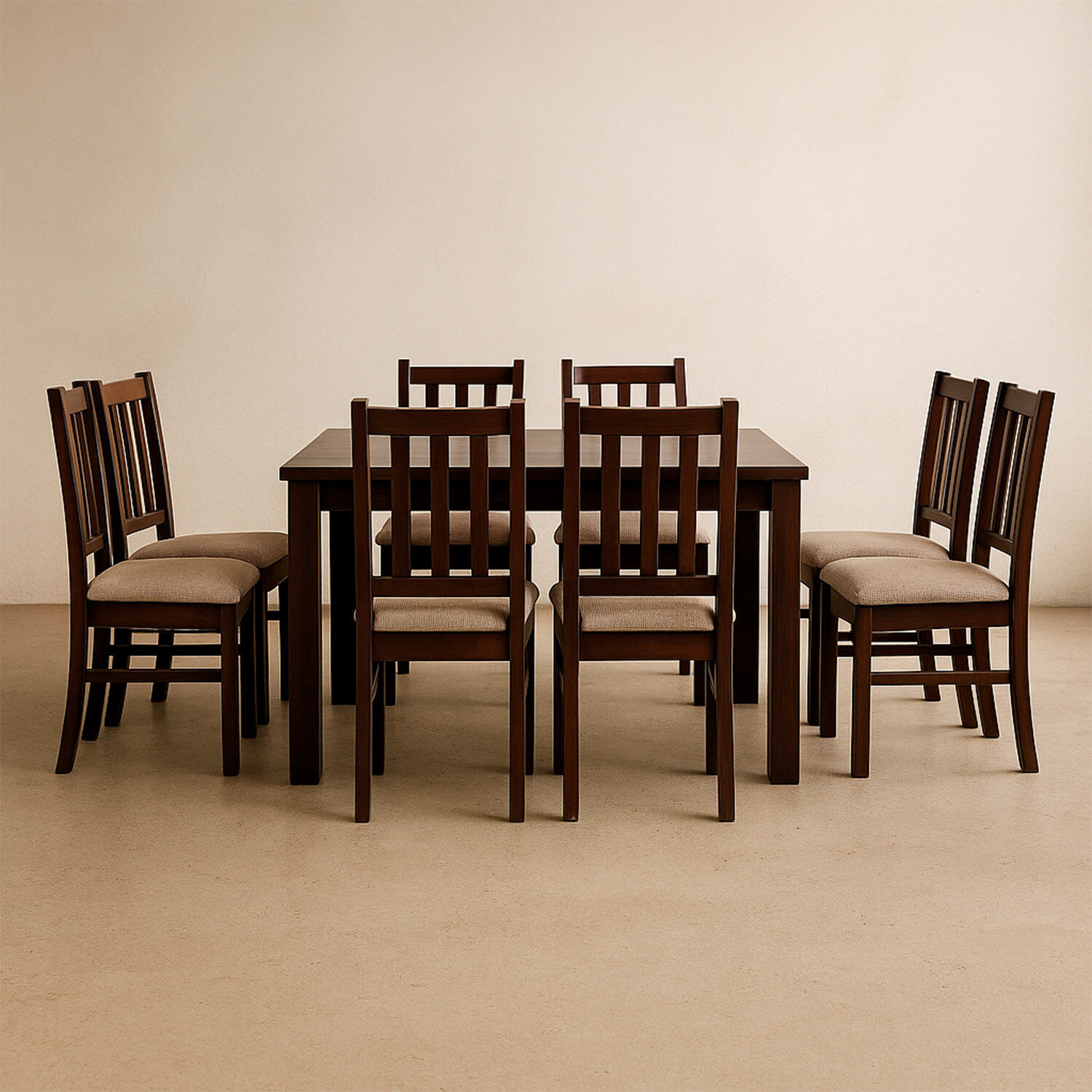 Comedor 8 Sillas &Ntilde;uble Chocolate - Tela Beige