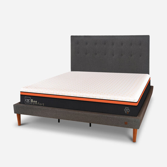 Cama Europea Curve King Bee Comfort + Respaldo Éufrates