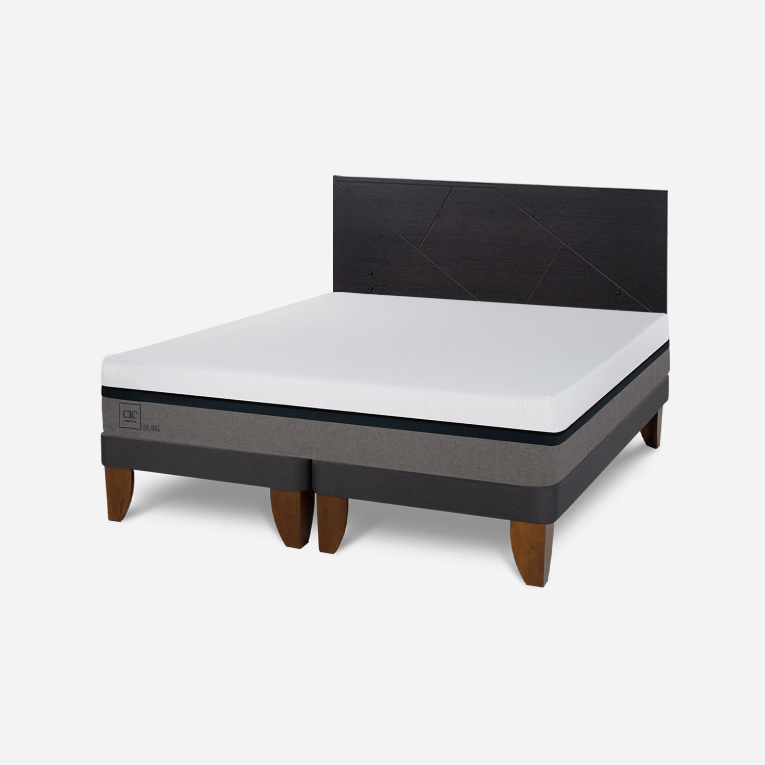 Cama Europea 2 Plazas Balance Base Dividida + Respaldo Villarrica Negro