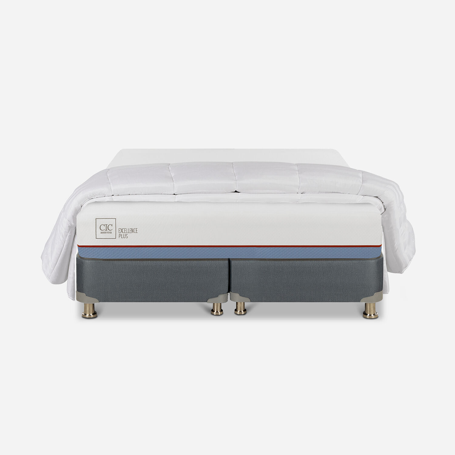 Cama Americana 2 Plazas Base Dividida Excellence Plus + Plum&oacute;n