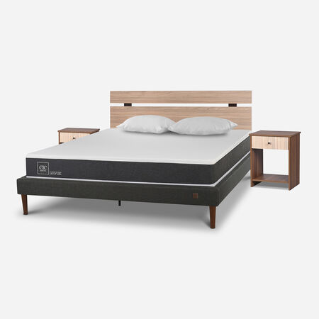 Cama Europea Curve 2 Plazas Ortopedic + Set Olmo + Almohadas