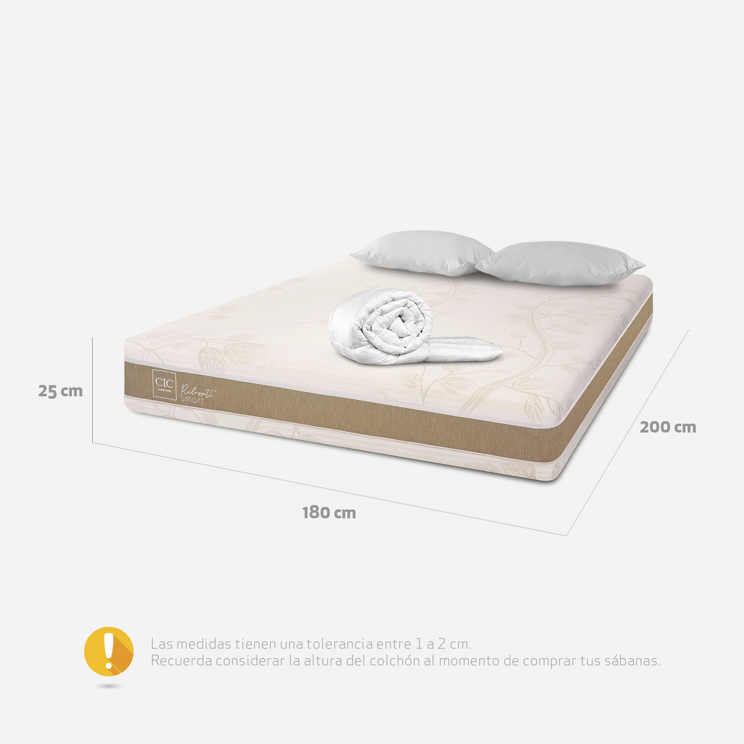 Colch&oacute;n King Rilassati Infinity 180x200 + Almohadas Viscoel&aacute;sticas + Plum&oacute;n