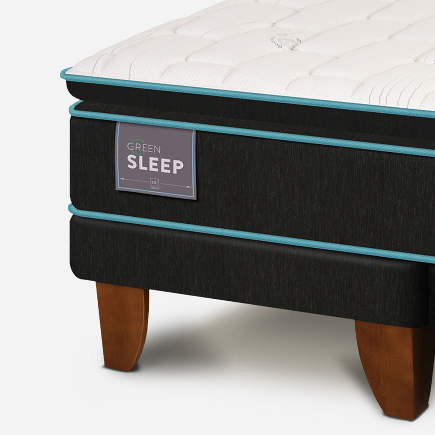 Cama Europea King Green Sleep + Set Miró + Almohadas Viscoelásticas