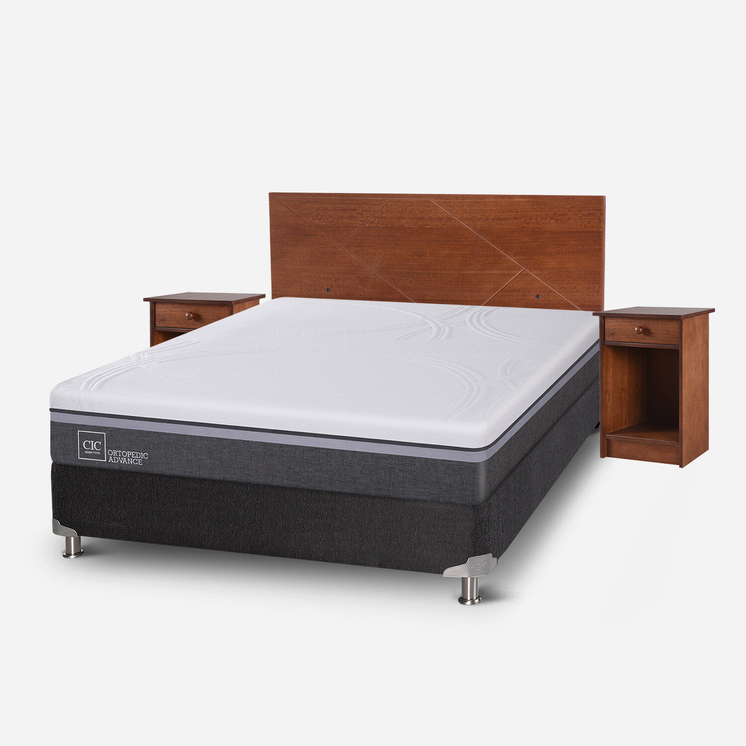 Box Spring 2 Plazas Ortopedic Advance Base Normal 5 Zonas + Set Villarrica