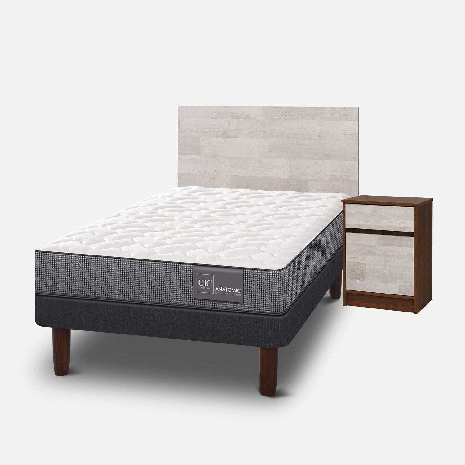 Cama Europea 1.5 Plazas Anatomic + Set Legno