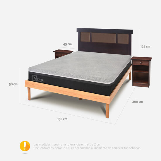 Cama 2 Plazas Hybrid + Set New Dublín Choc