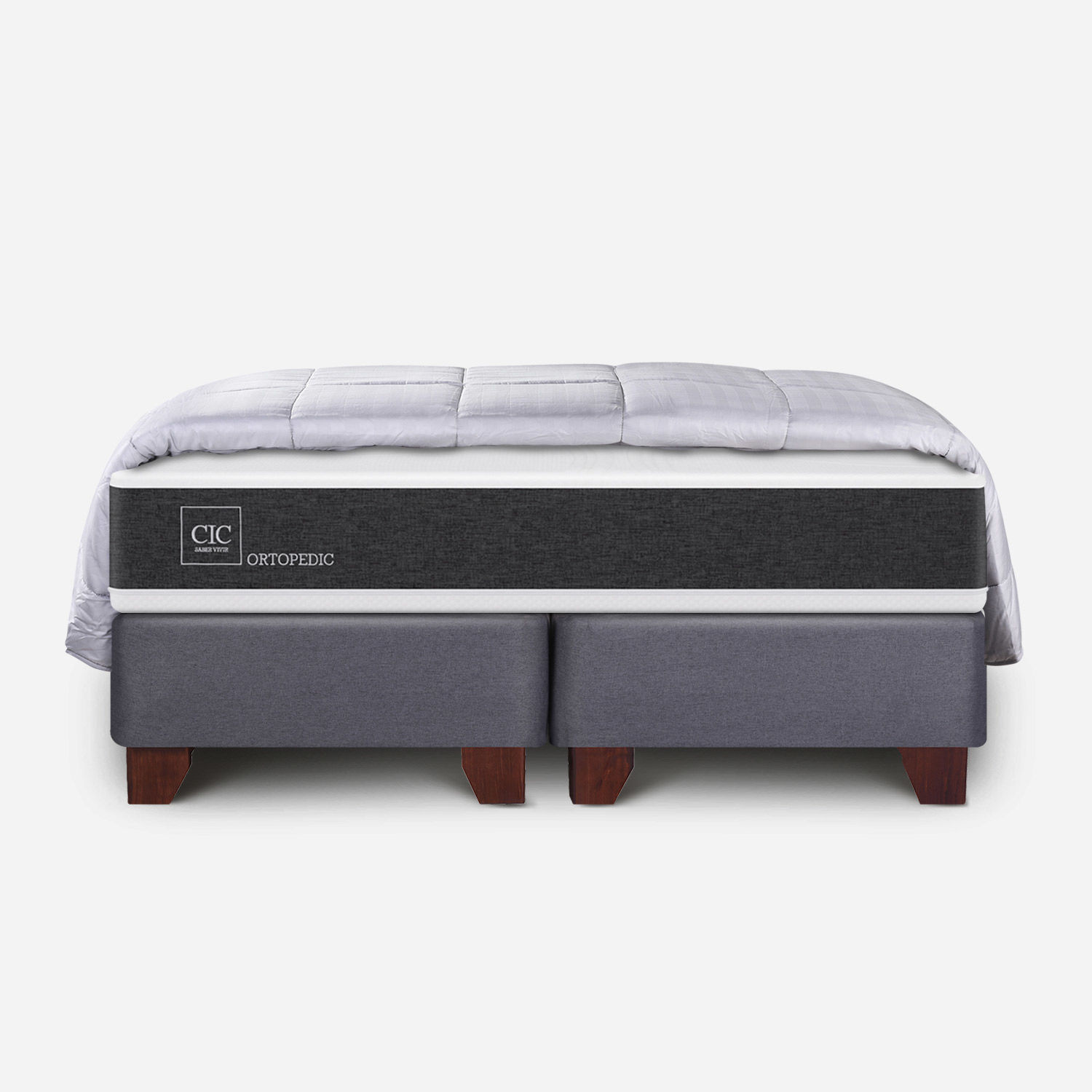 Box Spring 2 Plazas Ortopedic Base Dividida + Plum&oacute;n