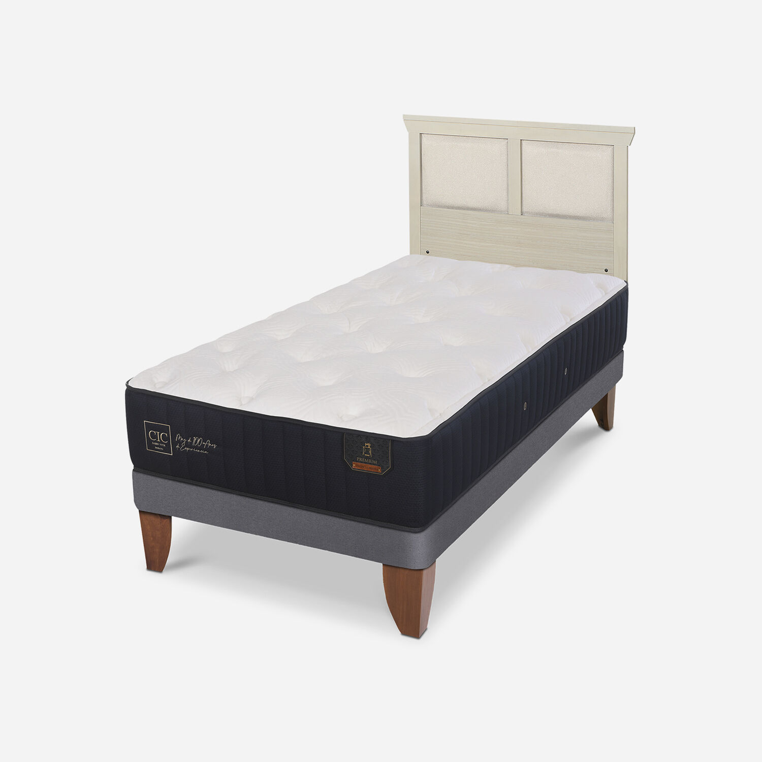 Cama Europea 1,5 Plazas Premium + Respaldo Torino Alpino