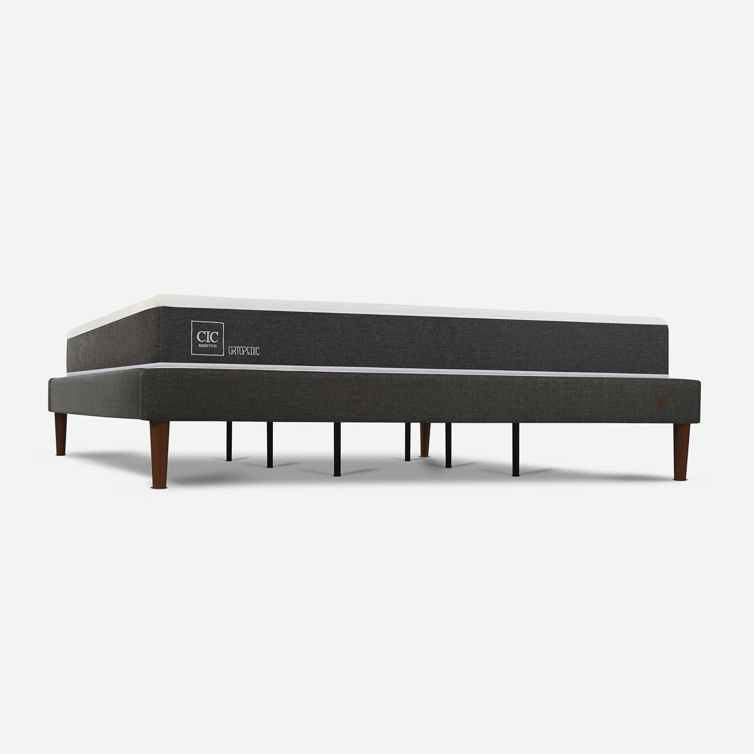 Cama Europea Curve King Ortopedic + Set Tigris + Almohadas Viscoel&aacute;sticas