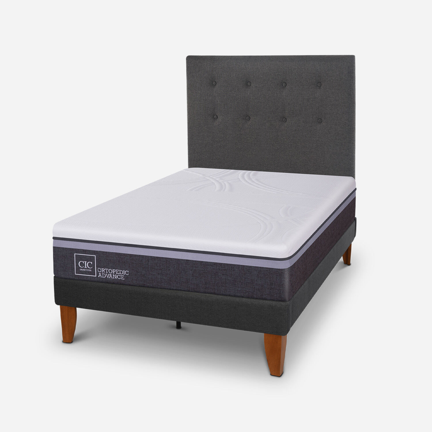 Cama Europea Curve 1,5 Plazas Ortopedic Advance + Respaldo &Eacute;ufrates