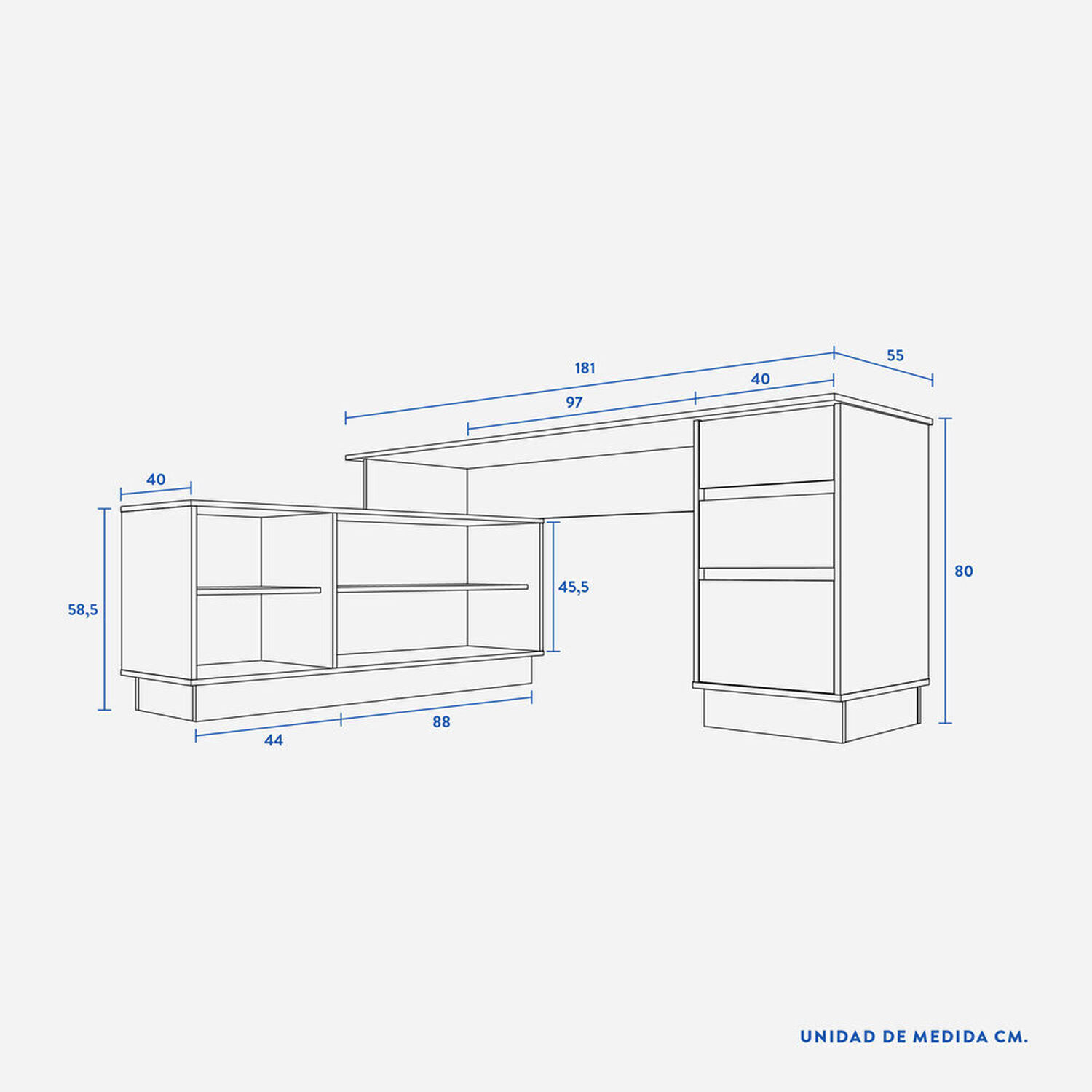 Escritorio 2 Puertas 3 Cajones Nash