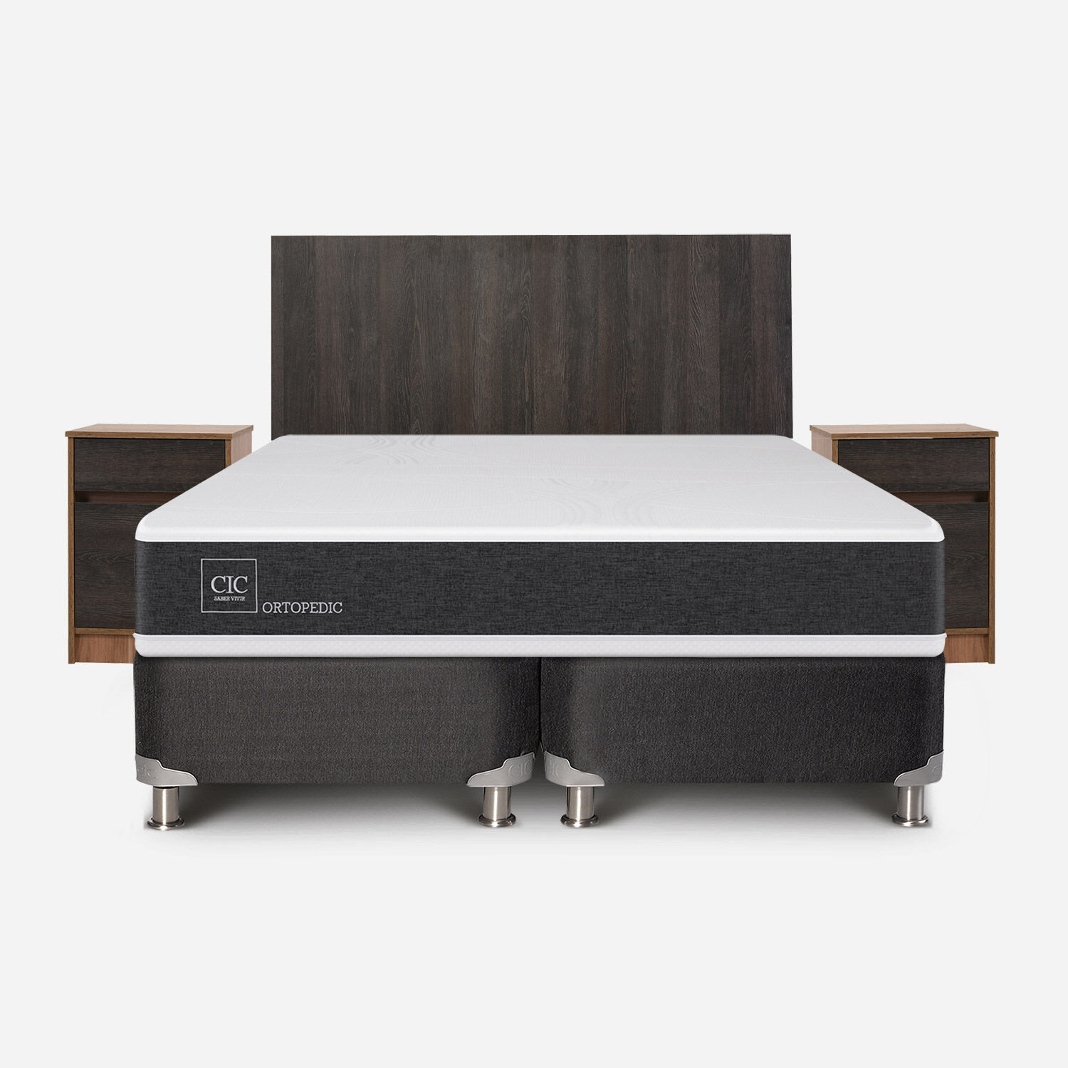 Box Spring 2 Plazas Ortopedic Base Dividida 5 Zonas + Set Espresso