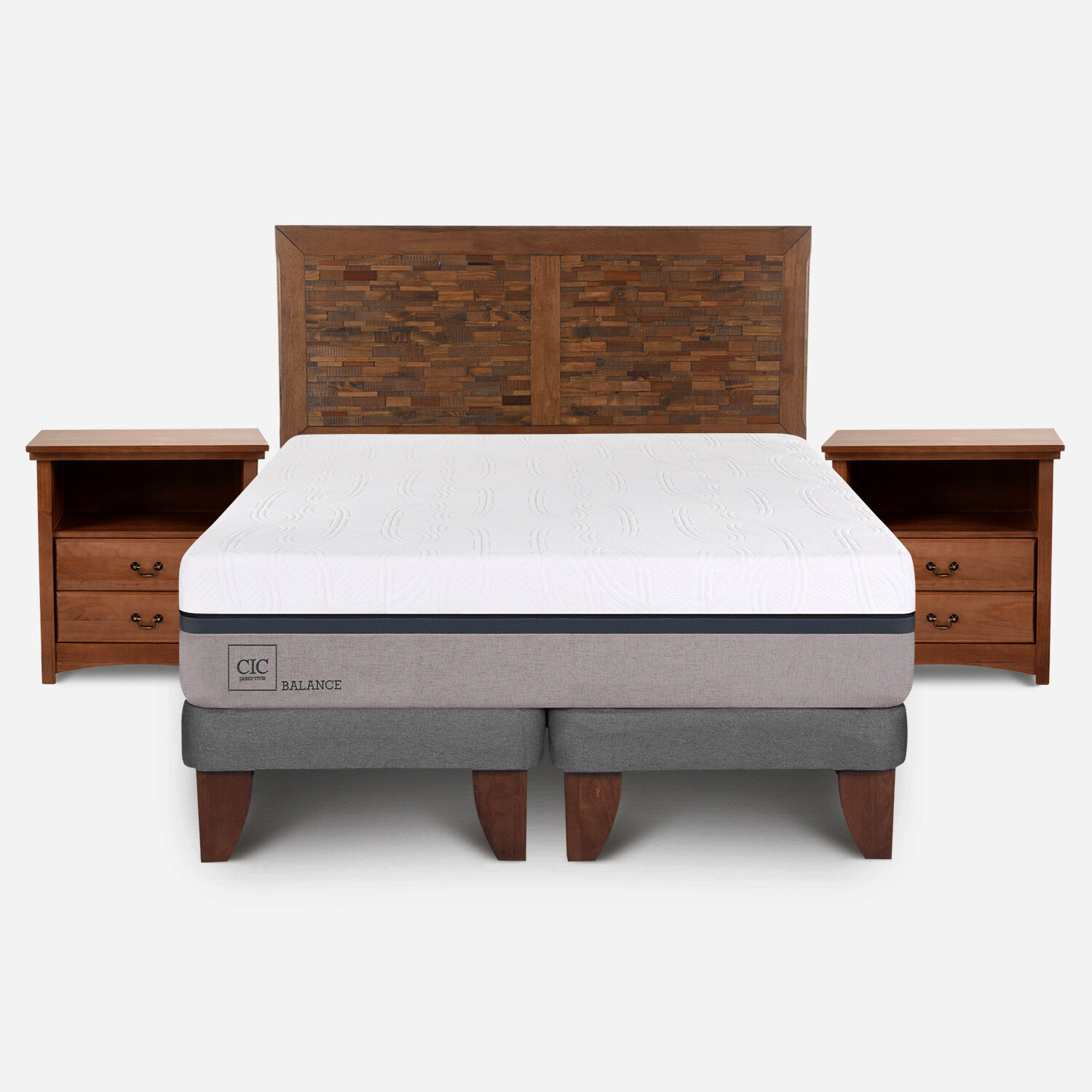 Cama Europea 2 Plazas Balance Base Dividida + Set Antique
