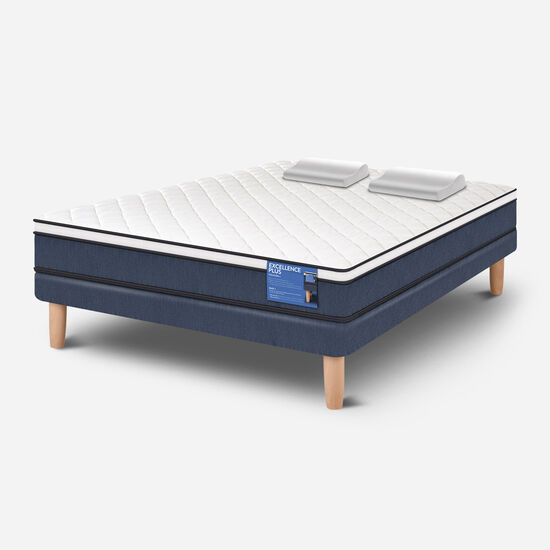 Cama Europea 2 Plazas Excellence Plus Base Normal + Almohadas Viscoelásticas