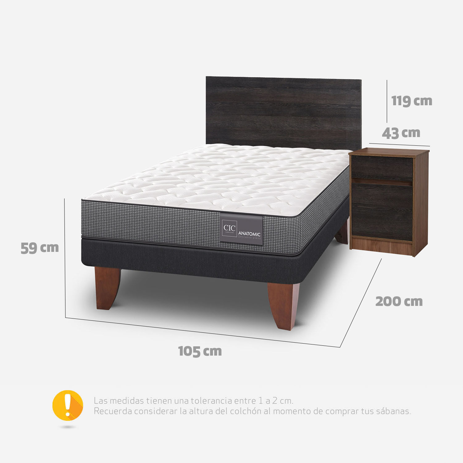 Cama Europea 1,5 Plazas Anatomic + Set Espresso
