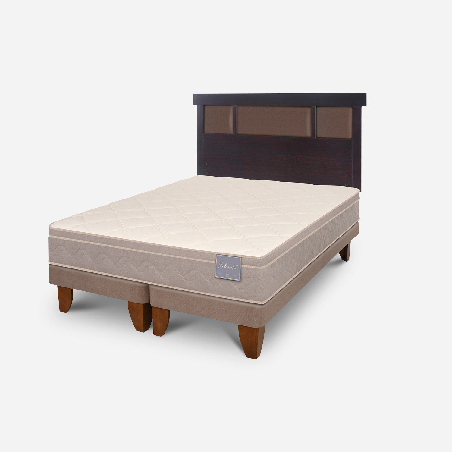 Cama Europea 2 Plazas Rilassati Base Dividida + Respaldo New Dublín Choc