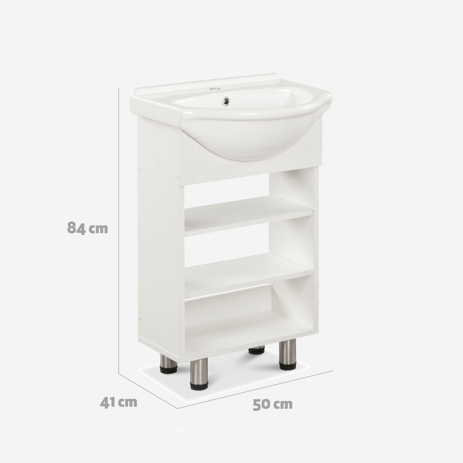 Vanitorio 2 Repisas 4 Patas Cannes Blanco 50 Cm.