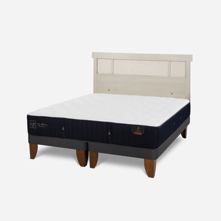 Cama Europea 2 Plazas Premium Base Dividida + Respaldo Dublín Alpino