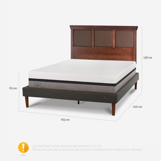 Cama Europea Curve 2 Plazas Balance + Respaldo New Torino Caramel