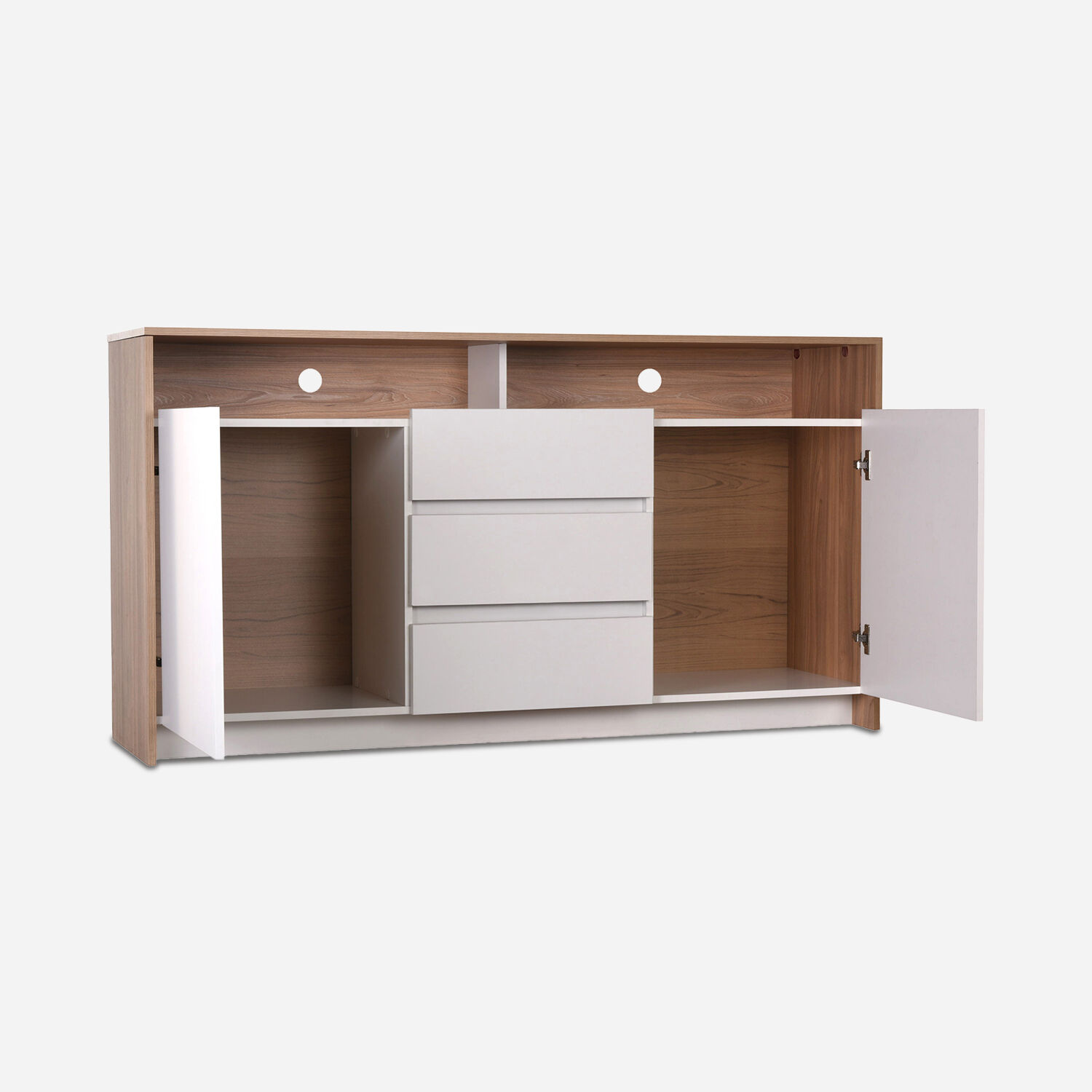 Rack Tv 60" 2 Puertas 3 Cajones Olmo Blanco Colbún